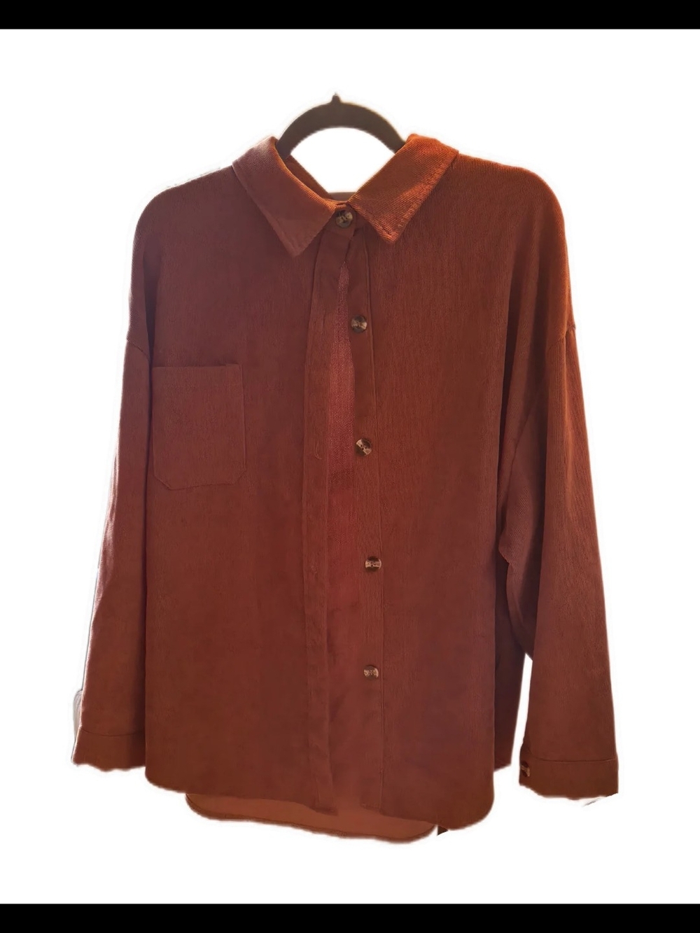 Rust Corduroy Button Down Shirt